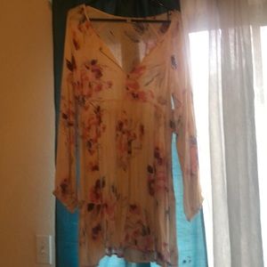 Floral pinkish long sleeve mini dress size large